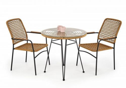 Zahradní stůl FALCON přírodní / černá Halmar