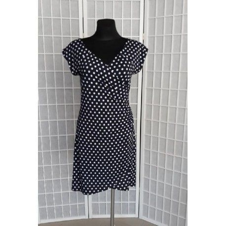 Dámské šaty zavinovaní šaty s puntíky, Velikost XL, Vzor Puntikatý L&S Fashion 58021-660