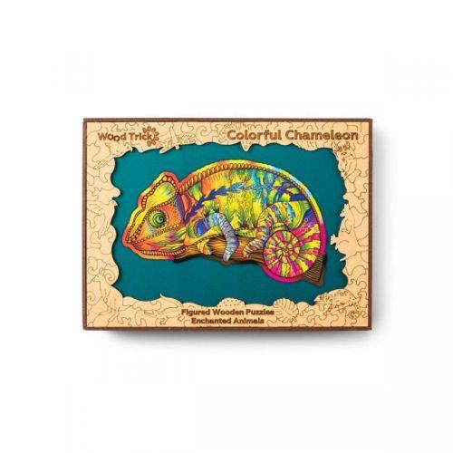 Barevné dřevěné puzzle - chameleon wooden