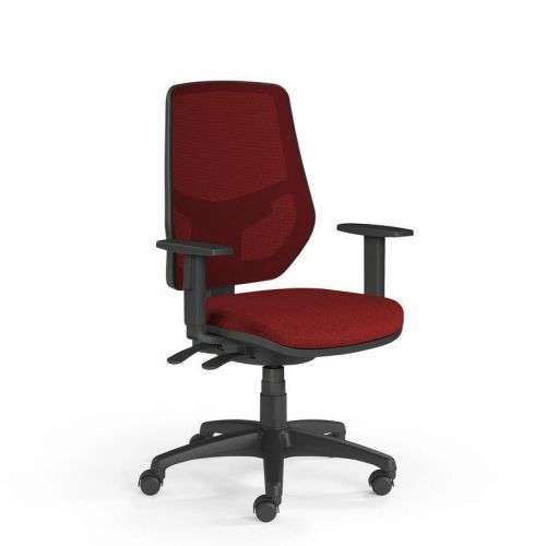 Emagra Kancelářská židle LEX se síťovaným opěrákem a s područkami, červená