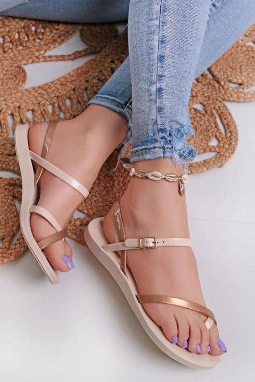 Béžovo-zlaté gumové sandály Fashion Sandal VIII