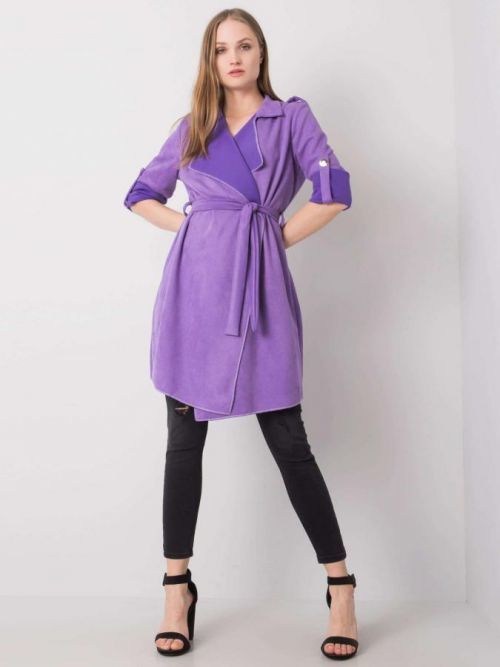 FIALOVÝ DÁMSKÝ KARDIGAN S PÁSKEM EM-NA-2252.17-PURPLE Velikost: ONE SIZE