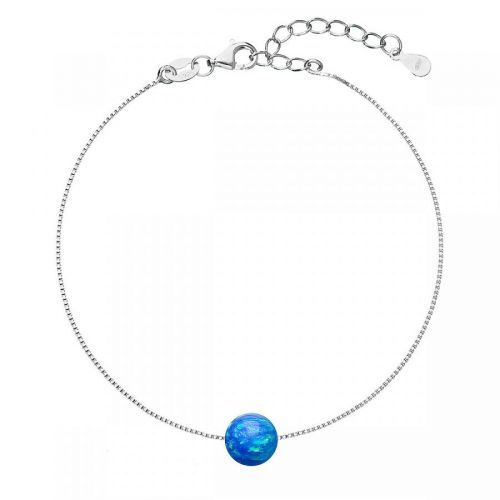 Evolution Group Stříbrný náramek se syntetickým opálem modrý kulatý 13019.3