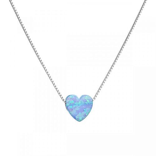 Evolution Group Stříbrný náhrdelník se syntetickým opálem světle modré srdce 12048.3