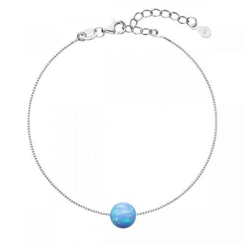 Evolution Group Stříbrný náramek se syntetickým opálem světle modrý kulatý 13019.3