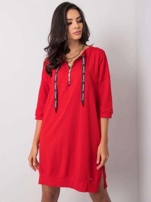 ČERVENÉ DÁMSKÉ MIKINOVÉ ŠATY RV-SK-6273.47P-RED Velikost: S/M