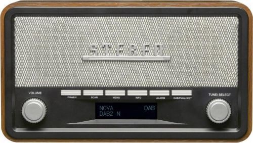 Stolní rádio Denver DAB-18, AUX, dřevo