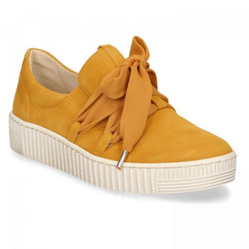 Žlutá kožená dámská slip-on obuv