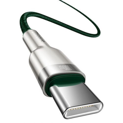BASEUS Cafule Series nabíjecí / datový kabel USB-C samec na USB-C samec s kovovými koncovkami 100W 2 m CATJK-D06, zelená