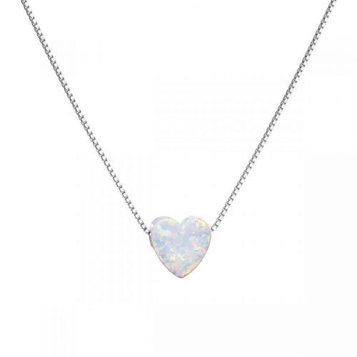 Evolution Group Stříbrný náhrdelník se syntetickým opálem bílé srdce 12048.1