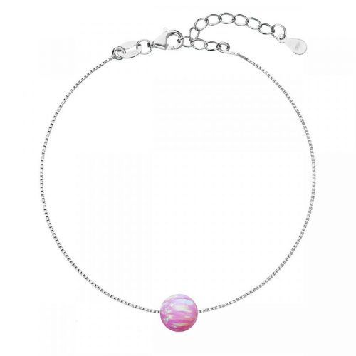 Evolution Group Stříbrný náramek se syntetickým opálem růžový kulatý 13019.3