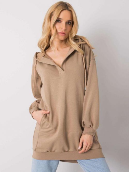 HNĚDÁ DÁMSKÁ OVERSIZE MIKINA EM-BL-ES-21-528.12X-BROWN Velikost: S