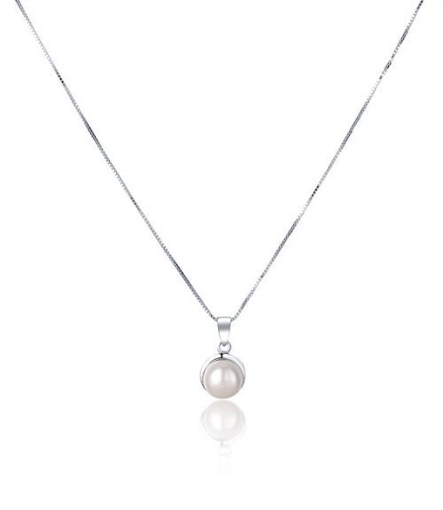 JwL Luxury Pearls Něžný náhrdelník s pravou bílou perlou JL0676 (řetízek, přívěsek)