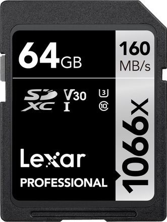 Lexar SDXC 64GB 1066x Professional Class 10 UHS-I U3 (V30) LSD1066064G-BNNNG