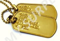 Identifikační známky ID US Dog Tags originál zlatové - ražba ID známek