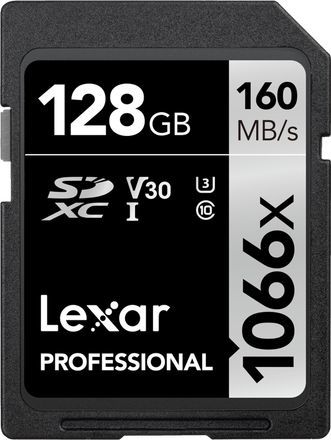 Lexar SDXC 128GB 1066x Professional Class 10 UHS-I U3 (V30) LSD1066128G-BNNNG