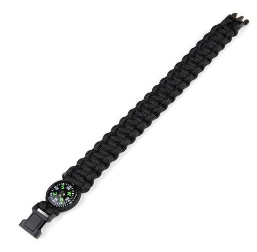 Náramek paracord s kompasem černý Velikost: 20 cm